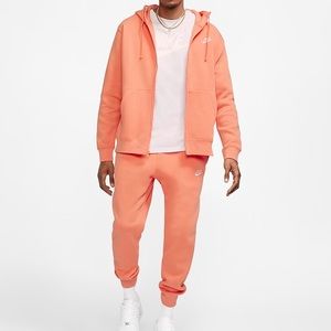 Nike Club Fleece Full Zip Hoodie-XXL-Orange Trance